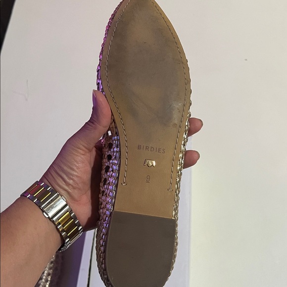 BIRDIES The Goldfinch Gold faux Leather Woven Flats Size US 9 - Picture 8 of 10